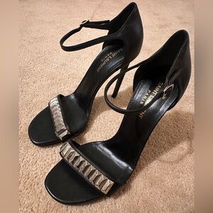 Saint Laurent Black Heels with Silver Detail